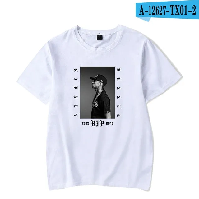 2019 HIP HOP FASHION Nipsey Hussle Summer Harajuku Mens T-shirts Short Sleeves Mens Street Wear Clothing Men Free Shipping