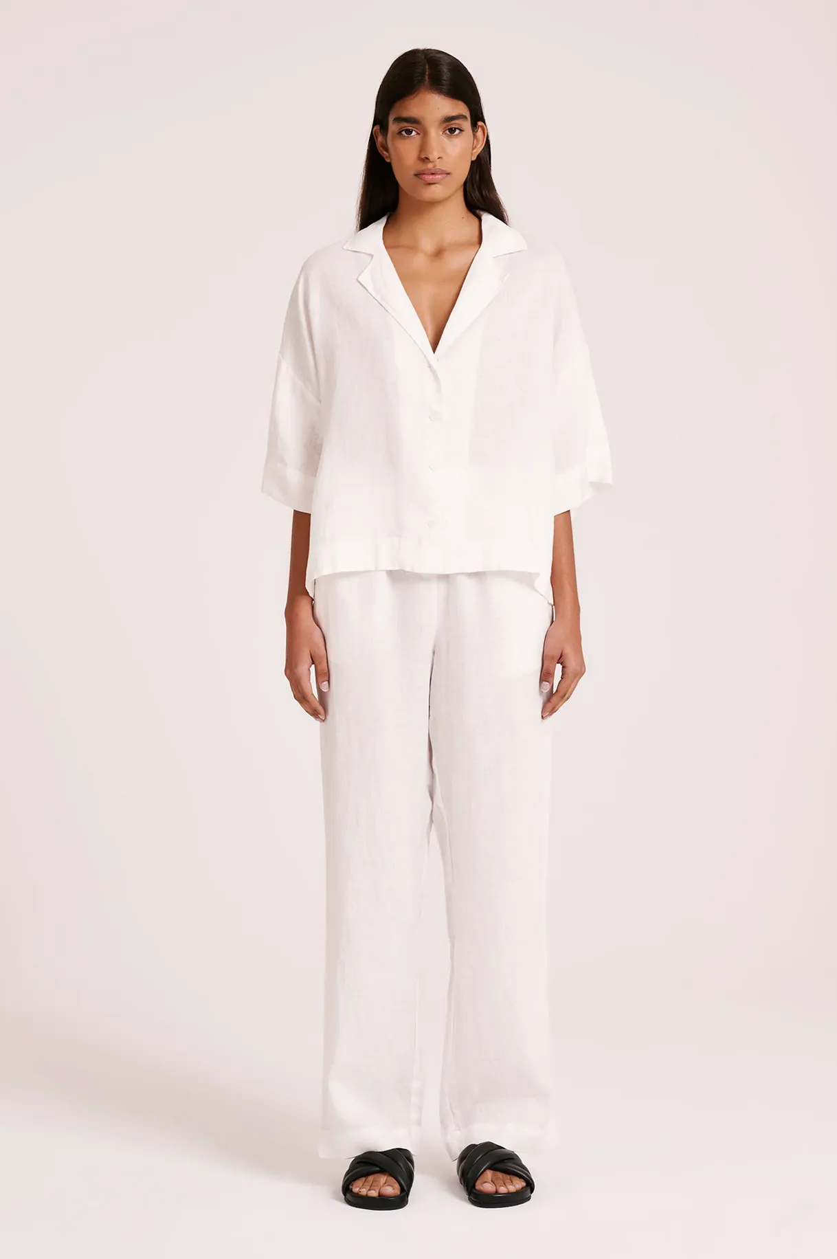 LOUNGE  LINEN PANT | WHITE