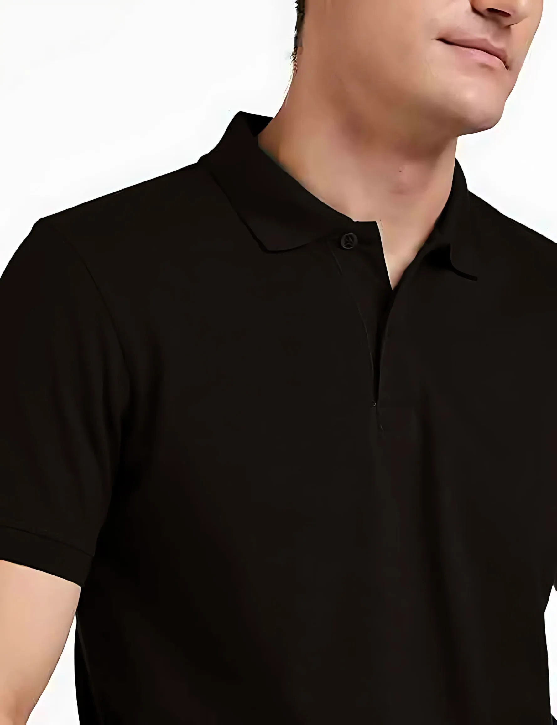 Men's Regular Fit Polo Neck Half Sleeve Solid Uniform T-Shirt | Polo T-Shirt for Men (Black)