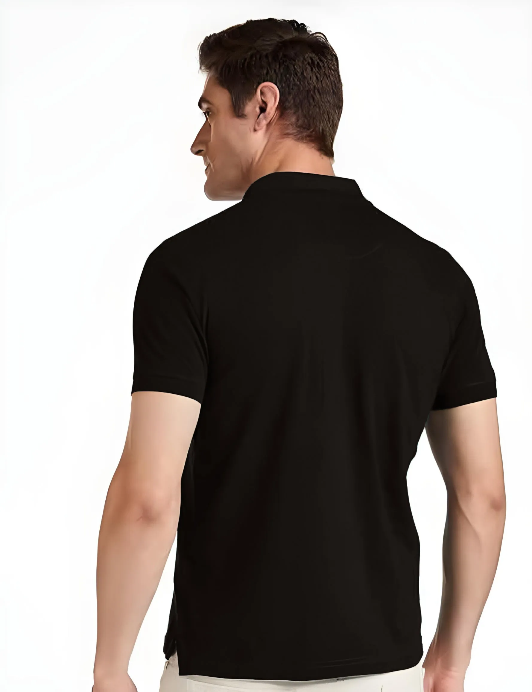 Men's Regular Fit Polo Neck Half Sleeve Solid Uniform T-Shirt | Polo T-Shirt for Men (Black)