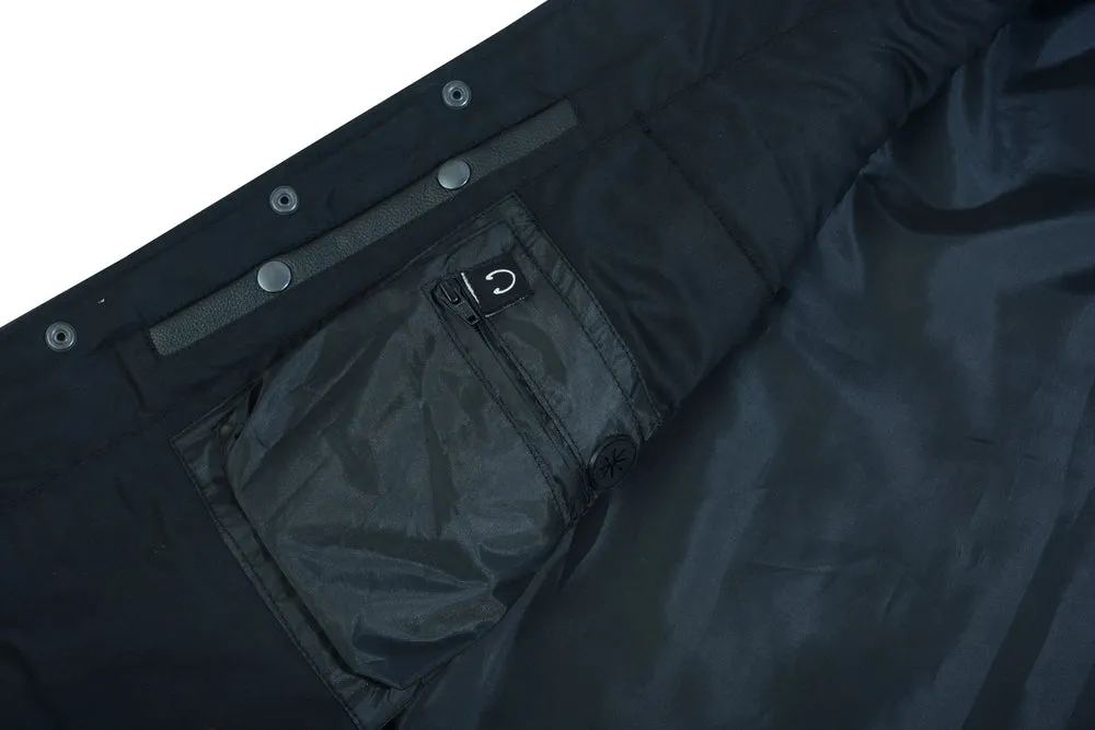 Men's Tall Classic Tapered Bottom Biker Leather Vest- Black