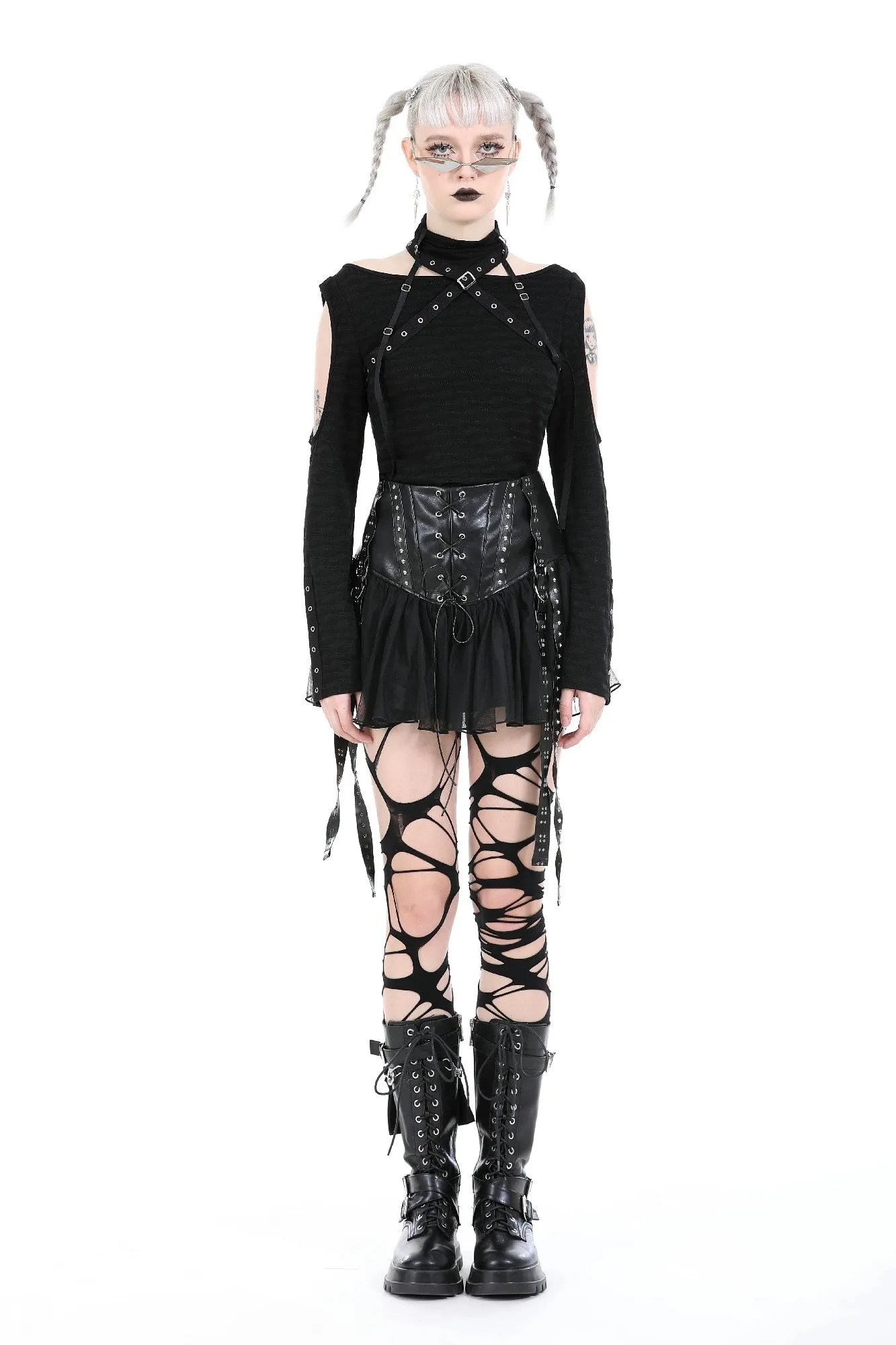 Punk rebel metal crossing tops TW564