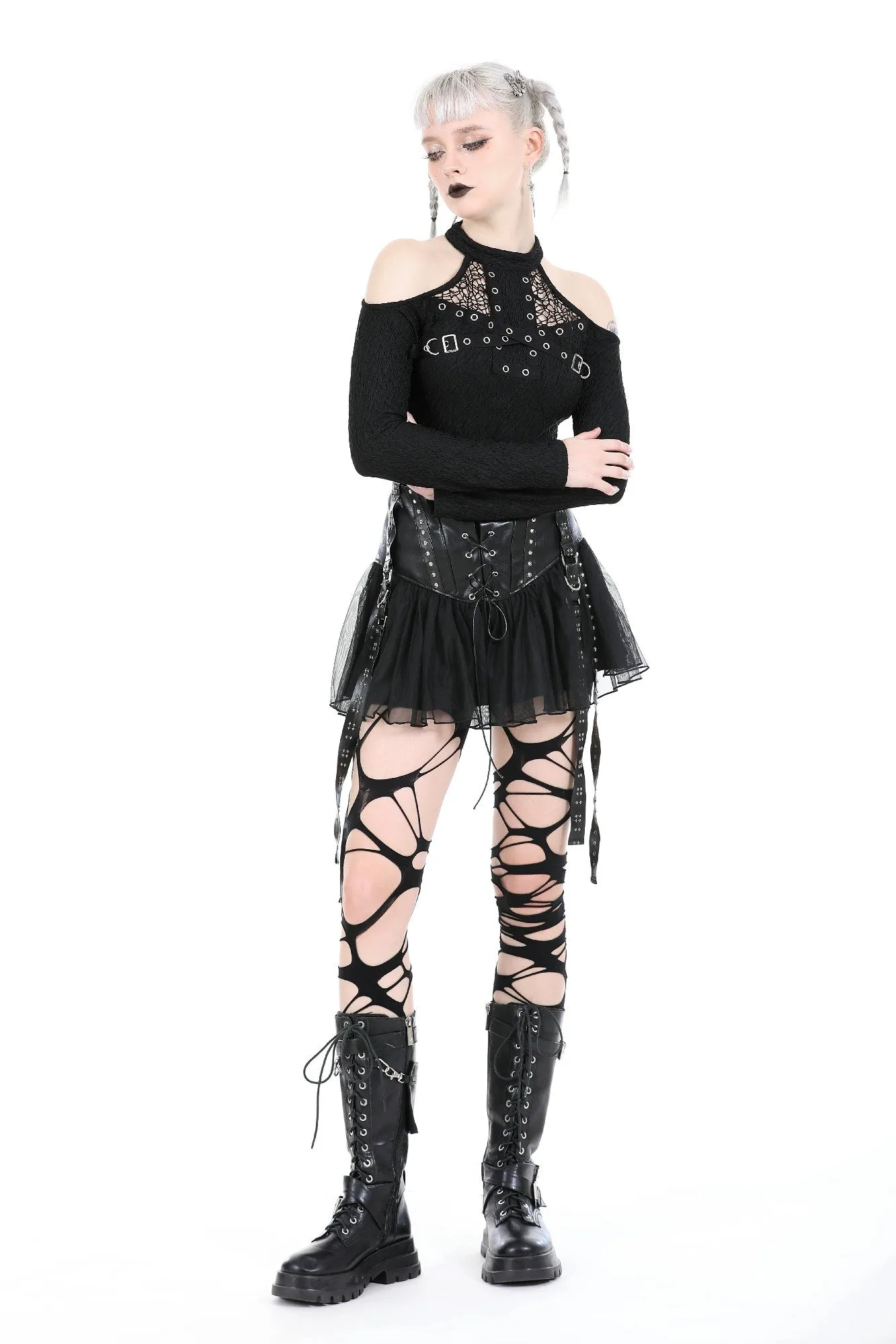 Punk sexy metal bandage chest tops TW563