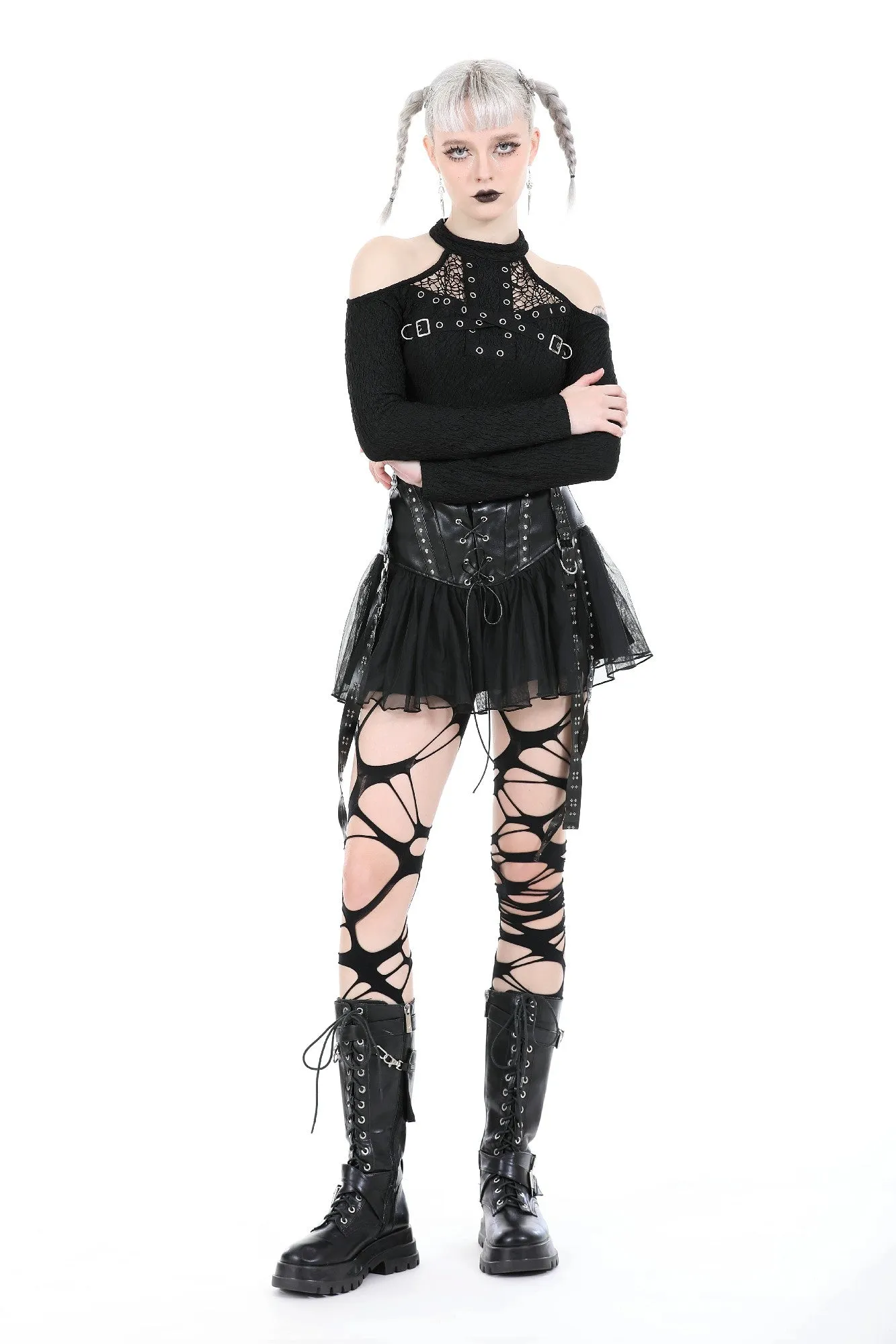 Punk sexy metal bandage chest tops TW563