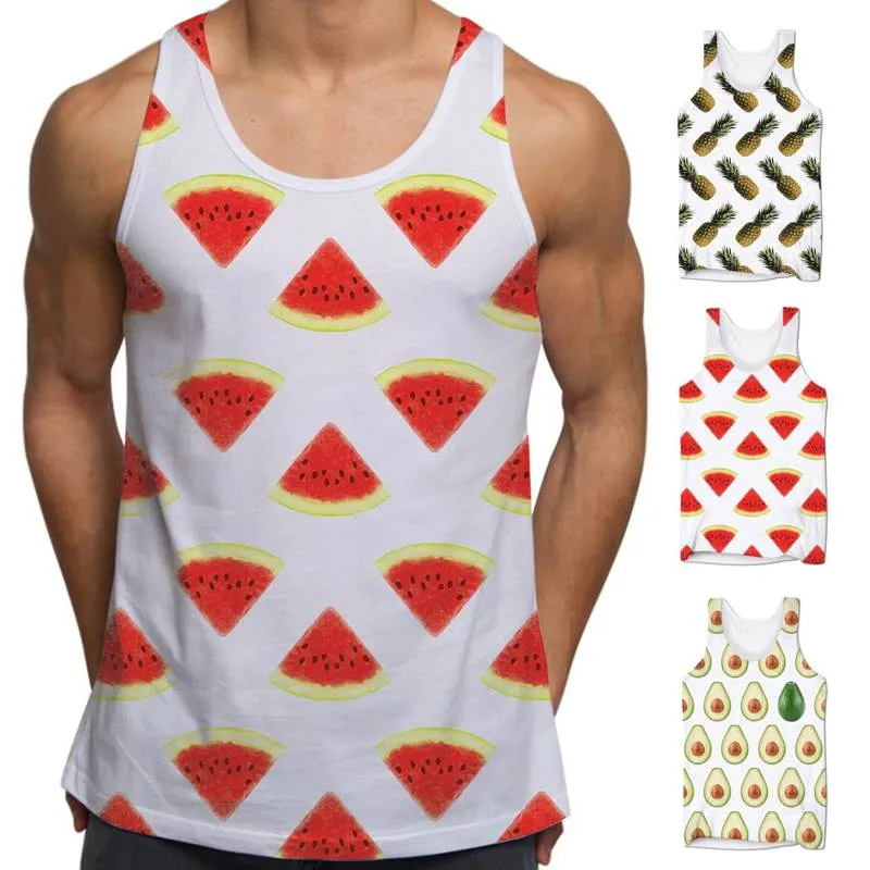 Summer Hawaiian Fruits Camisa HipHop Leisure Vest Men Tank Tops Sleeveless Floral Male Tee Tops Joggers Gyms Tank Tee Hombre