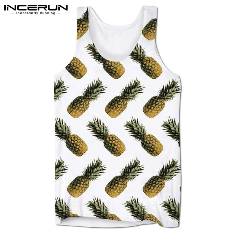 Summer Hawaiian Fruits Camisa HipHop Leisure Vest Men Tank Tops Sleeveless Floral Male Tee Tops Joggers Gyms Tank Tee Hombre