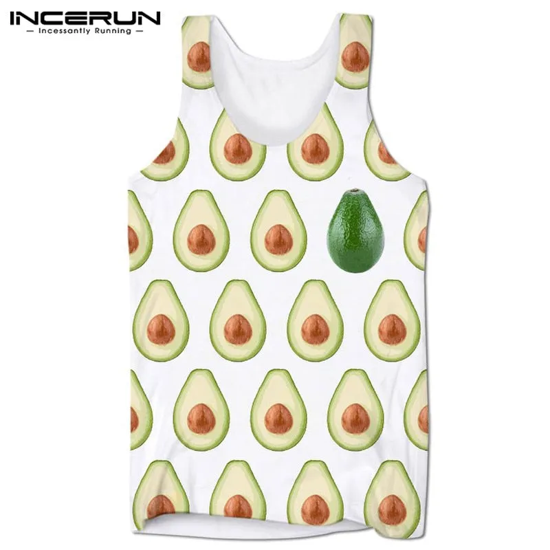 Summer Hawaiian Fruits Camisa HipHop Leisure Vest Men Tank Tops Sleeveless Floral Male Tee Tops Joggers Gyms Tank Tee Hombre