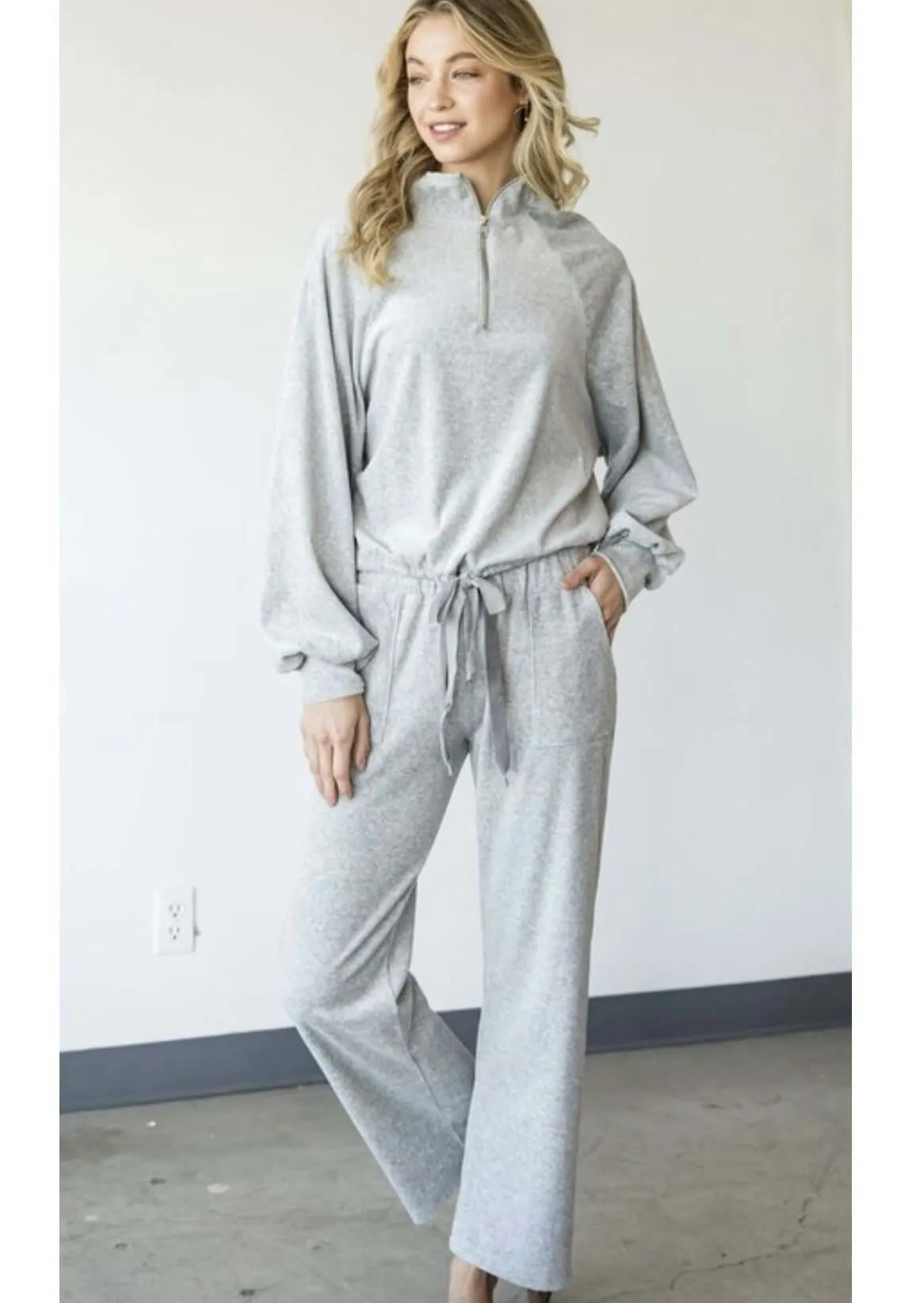 Velour Half Zip Pullover Made in USA - Clearance Final Sale